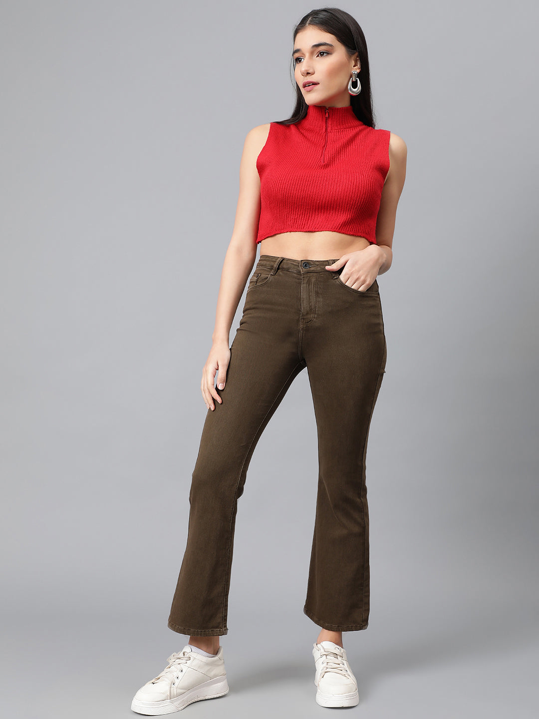 Brown Flare Fit Jeans