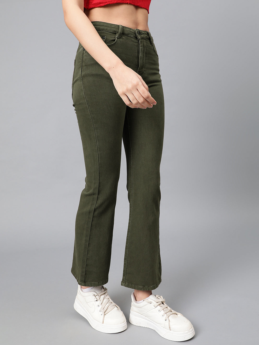 Faded Green Flare Fit Jeans
