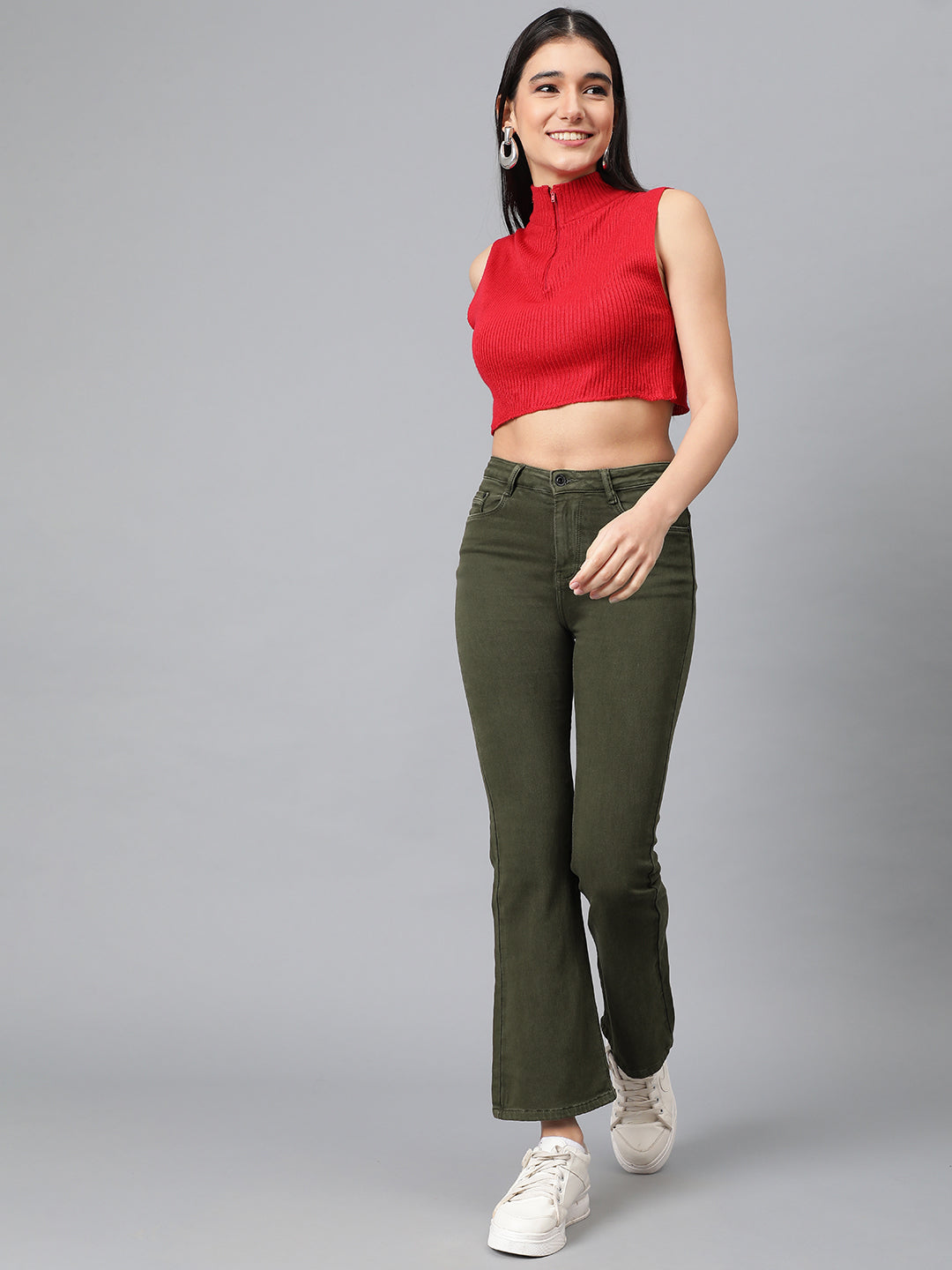 Faded Green Flare Fit Jeans