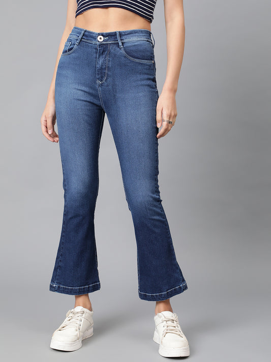 Blue High-Waist Flare Fit Jeans