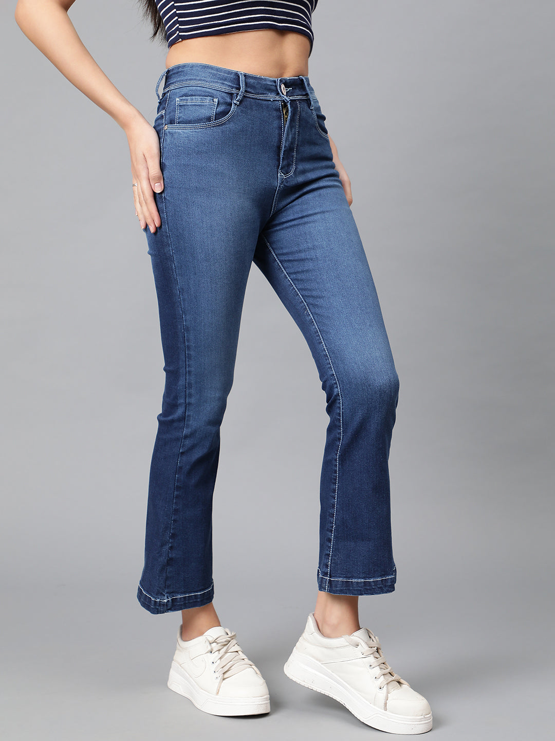 Blue High-Waist Flare Fit Jeans