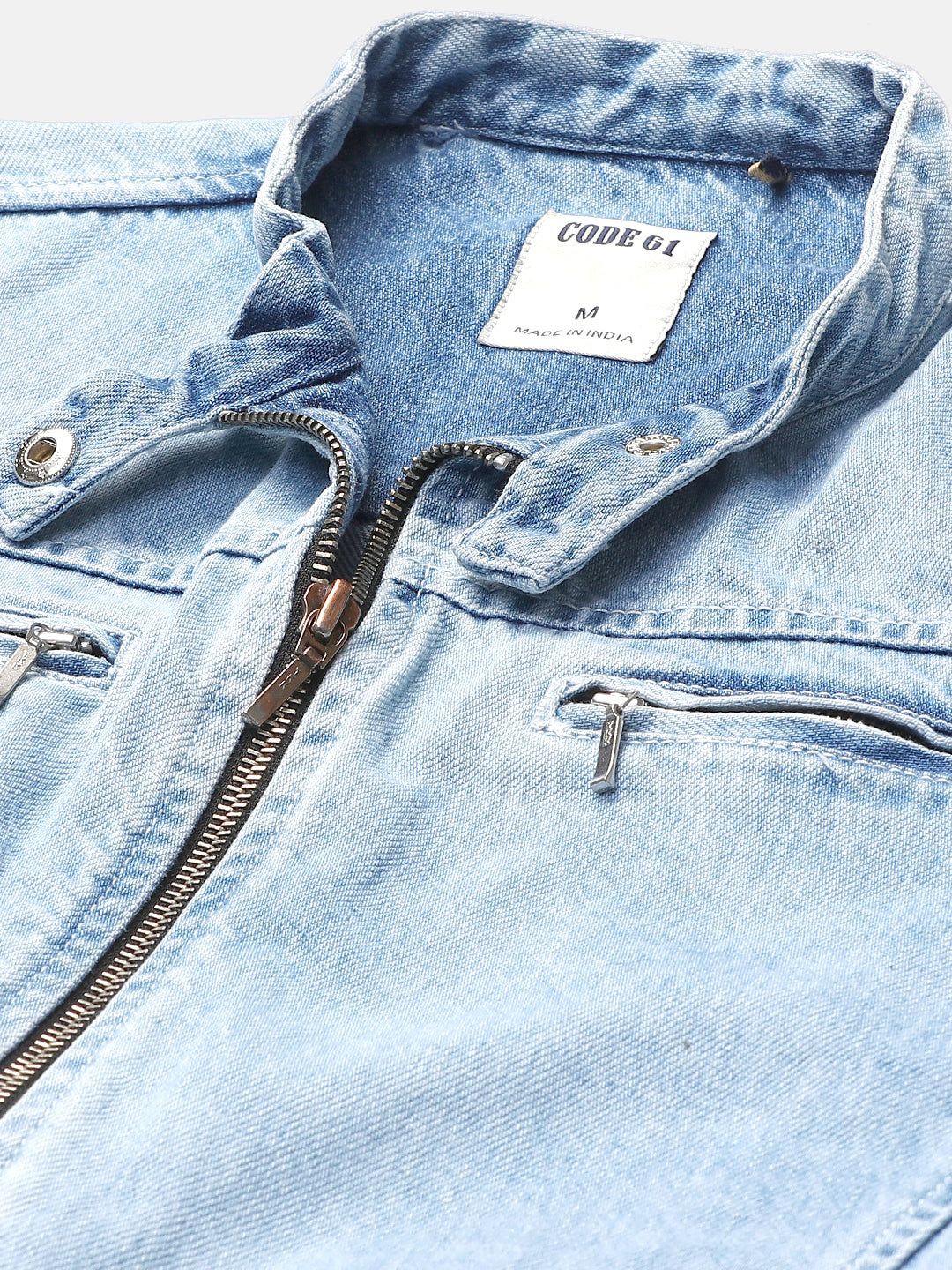 Mid Blue Denim Bomber Inspired Jacket
