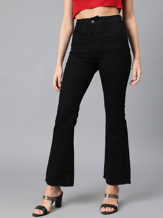 Black Flare Fit Strechable Jeans