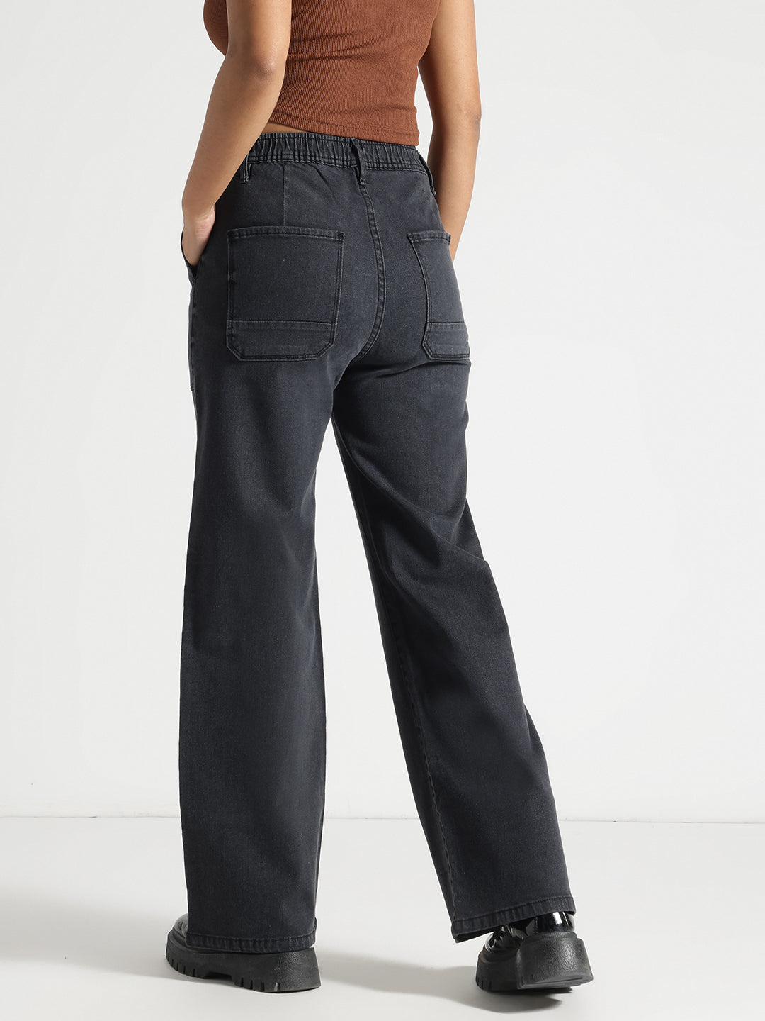 Charcoal wide Leg Fit Jeans