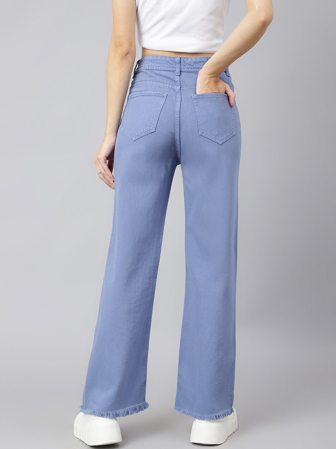 Relaxed Fit Knee-Slit Jeans