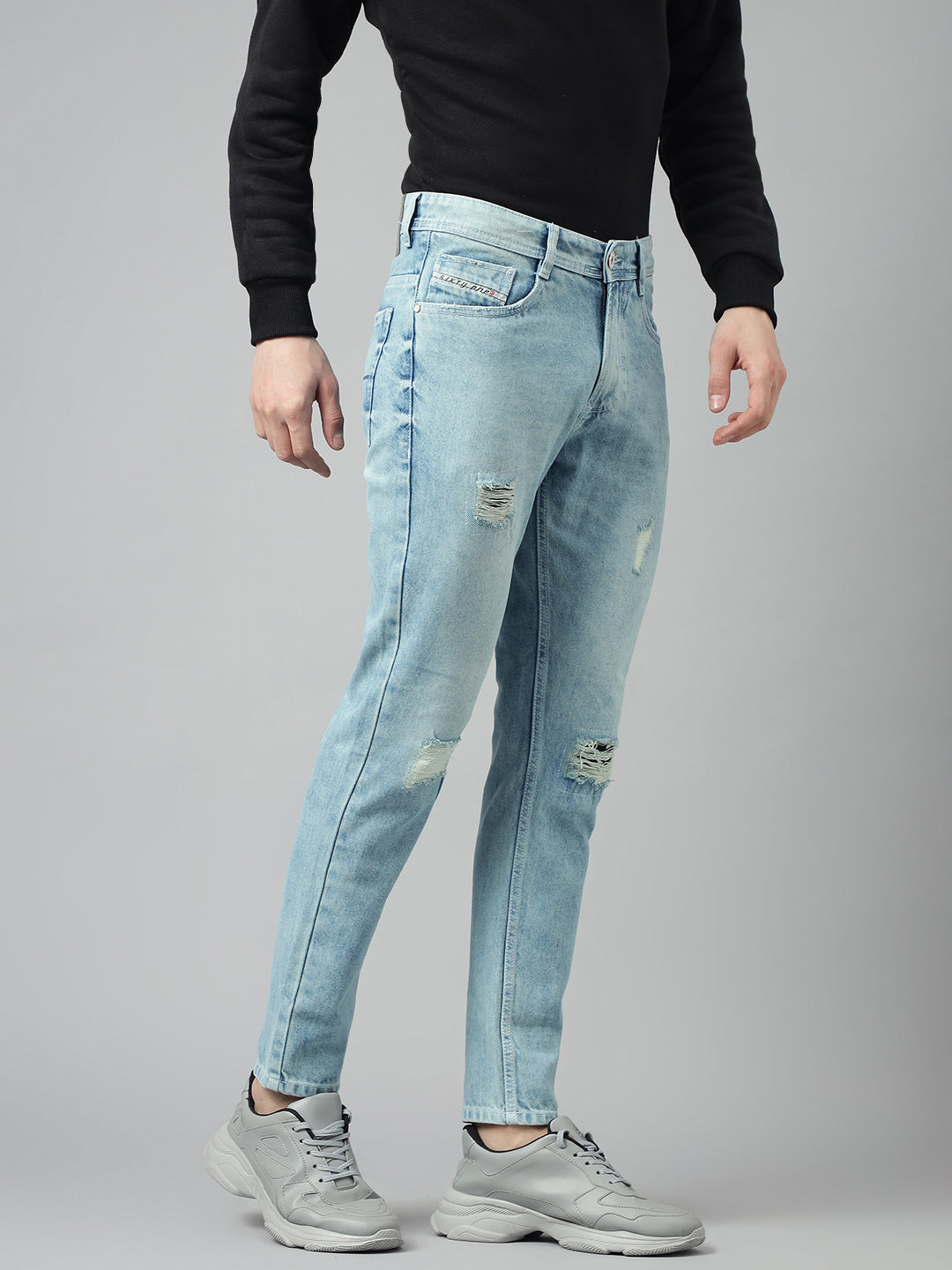 Tinted Blue Tattered Skinny Jeans