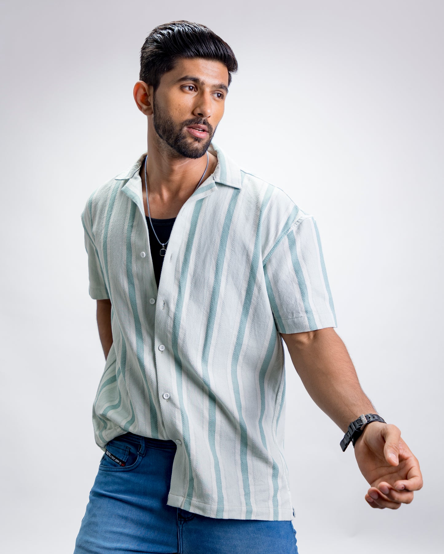 Self Design Coloured Oversize Shirt