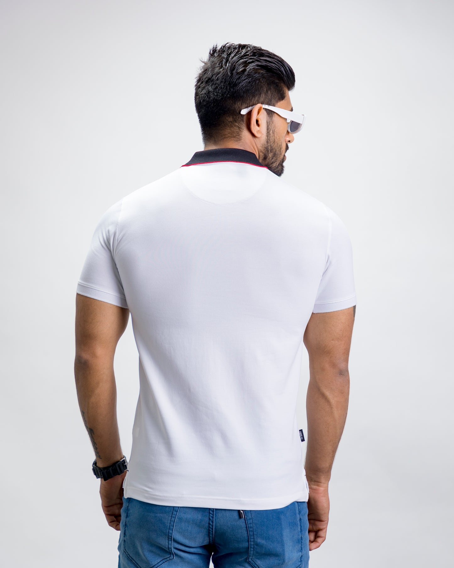White With Red Collar Polo T-Shirt