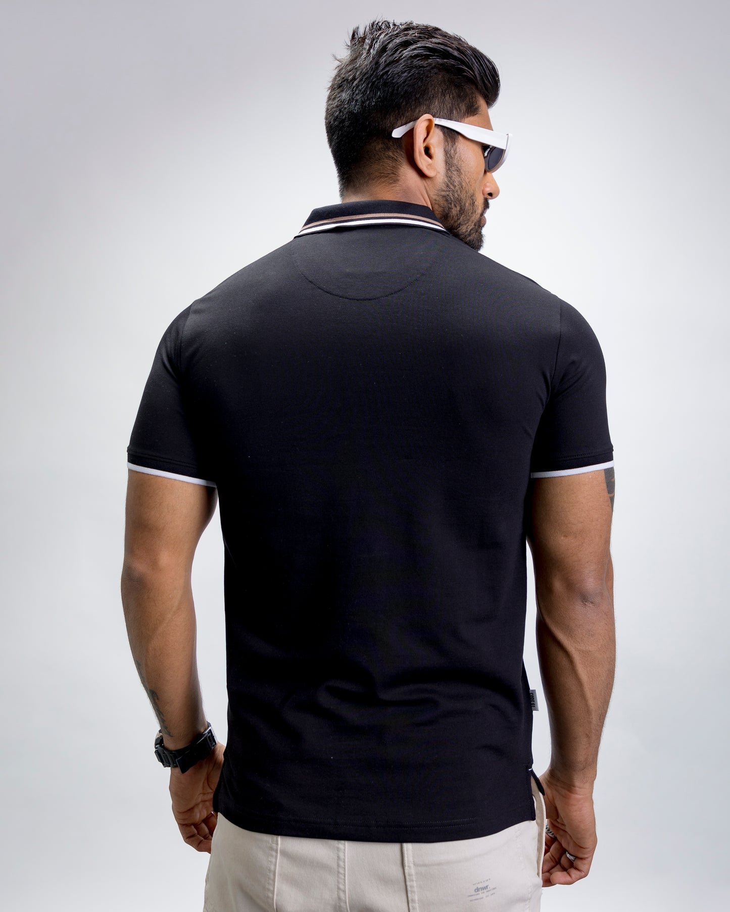 Classic black with contrast collar polo t-shirt