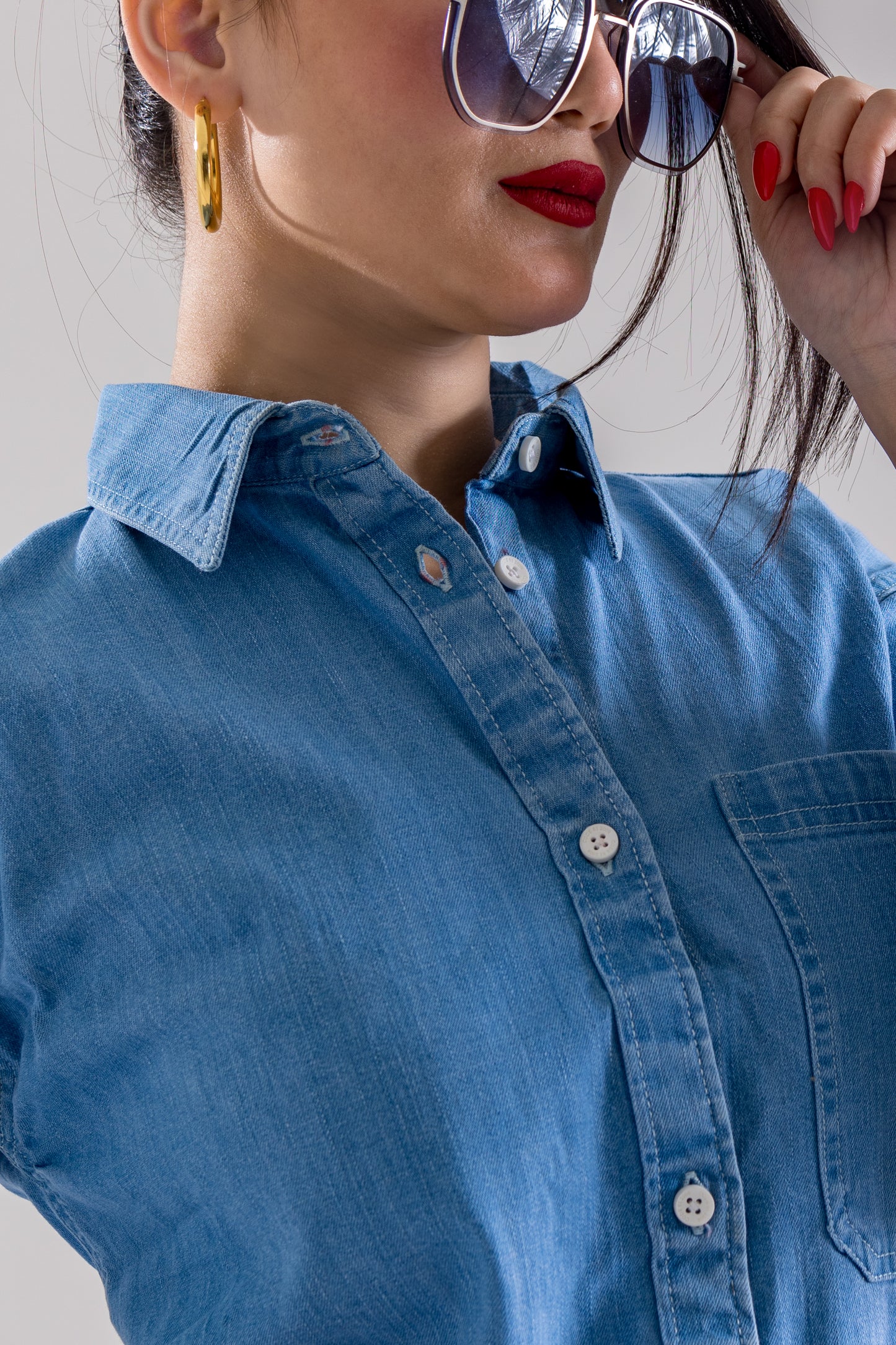 Light-Weight Denim Shirt Top