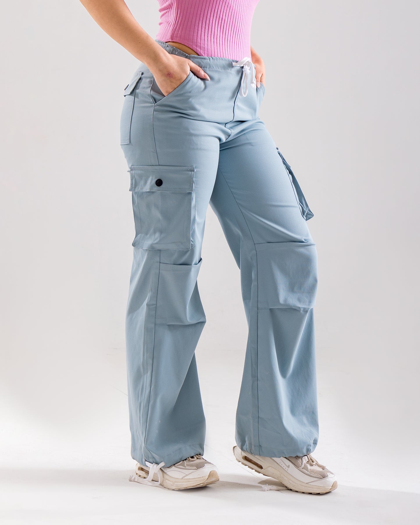 Light Blue Parachute Cargo Pants