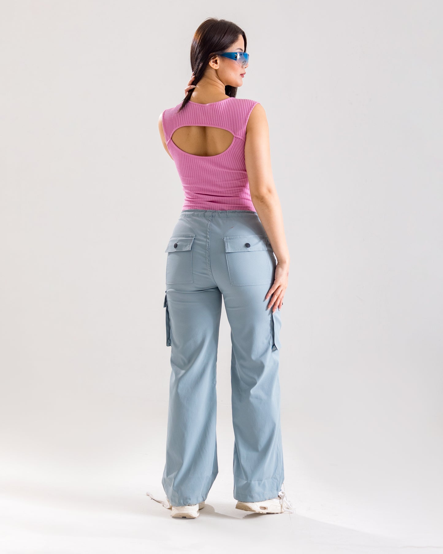 Light Blue Parachute Cargo Pants