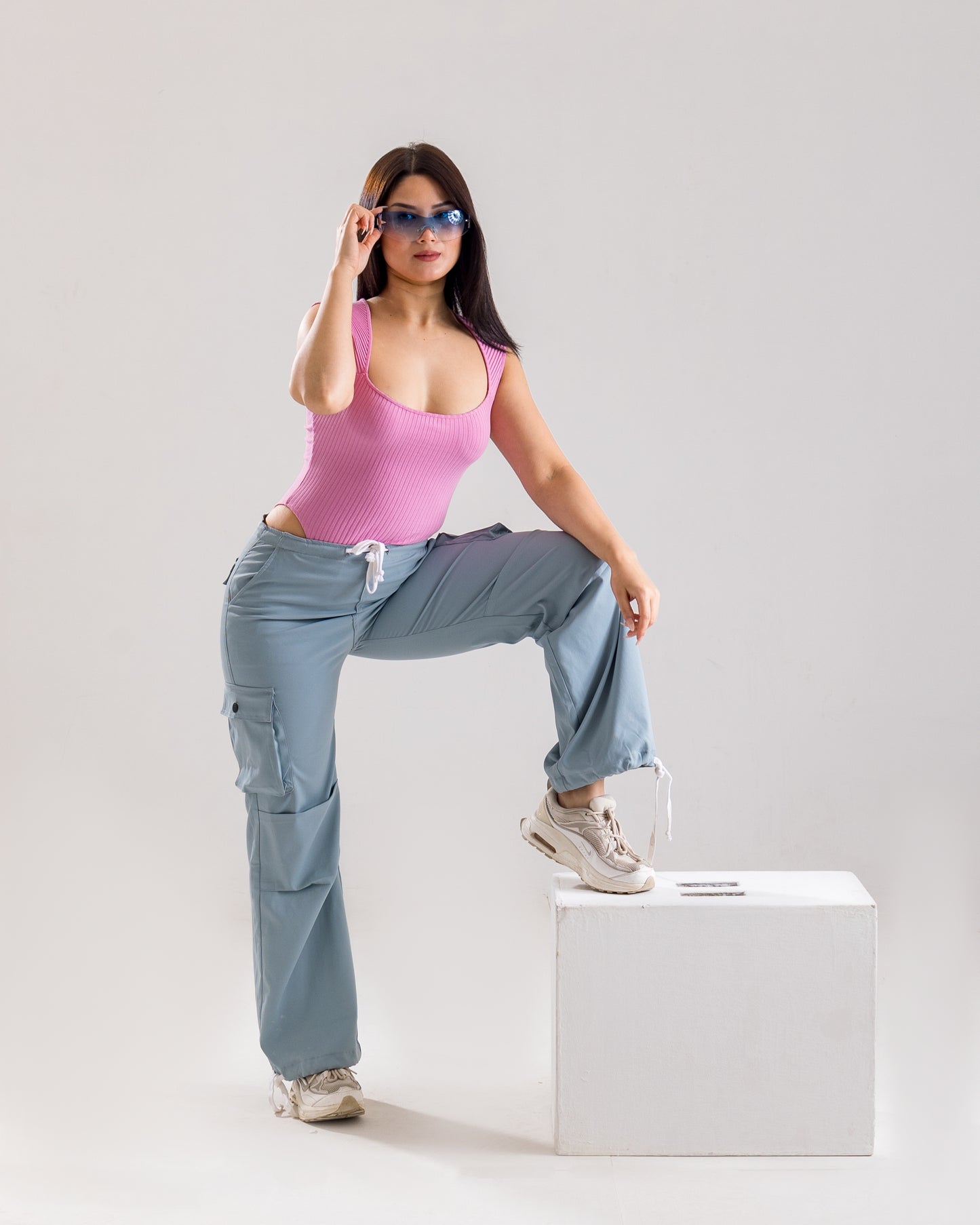 Light Blue Parachute Cargo Pants