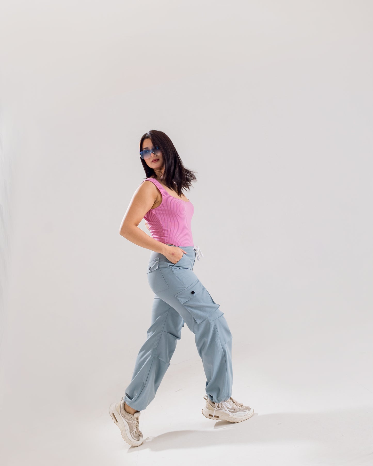 Light Blue Parachute Cargo Pants