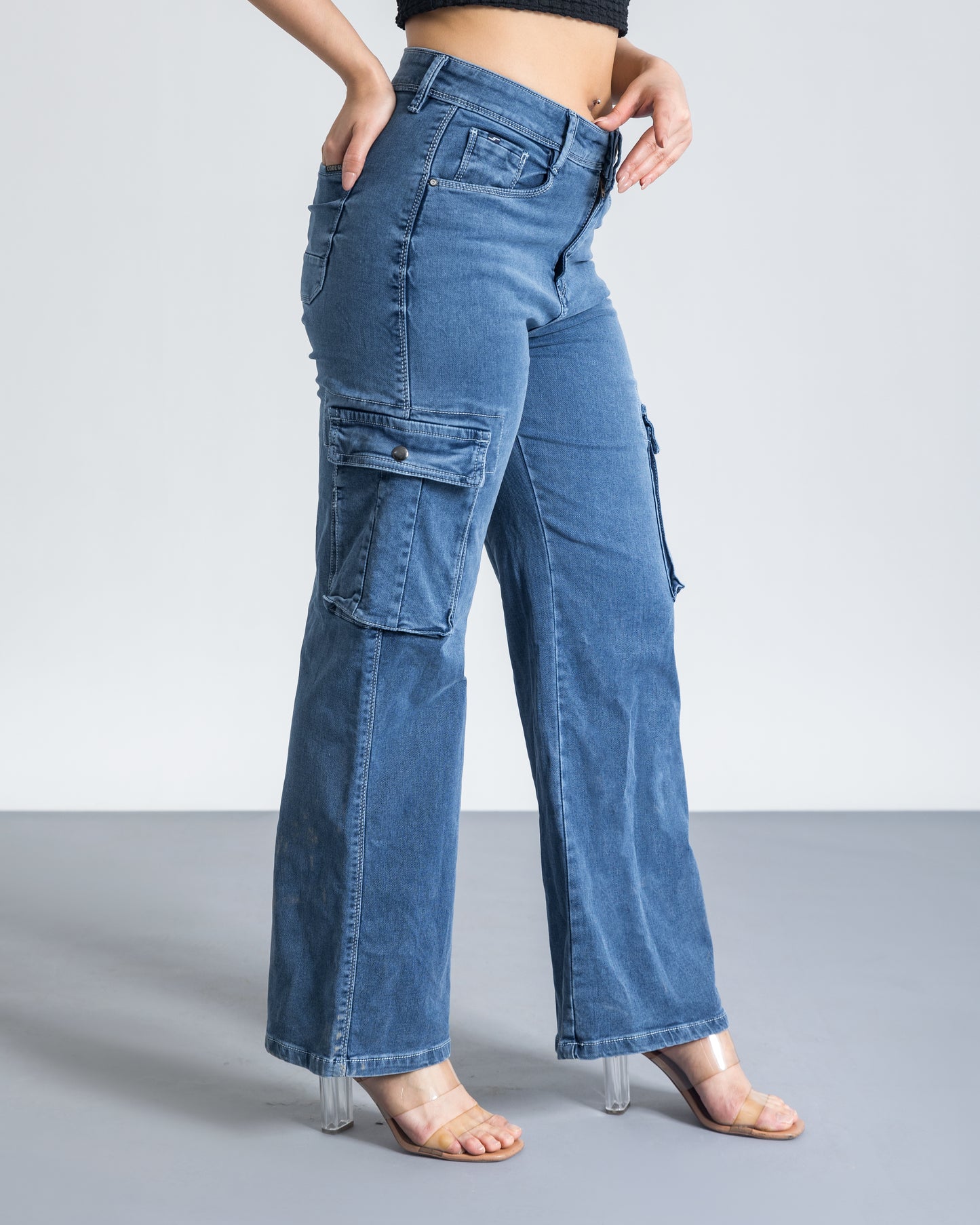Blue Oversize Cargo Jeans