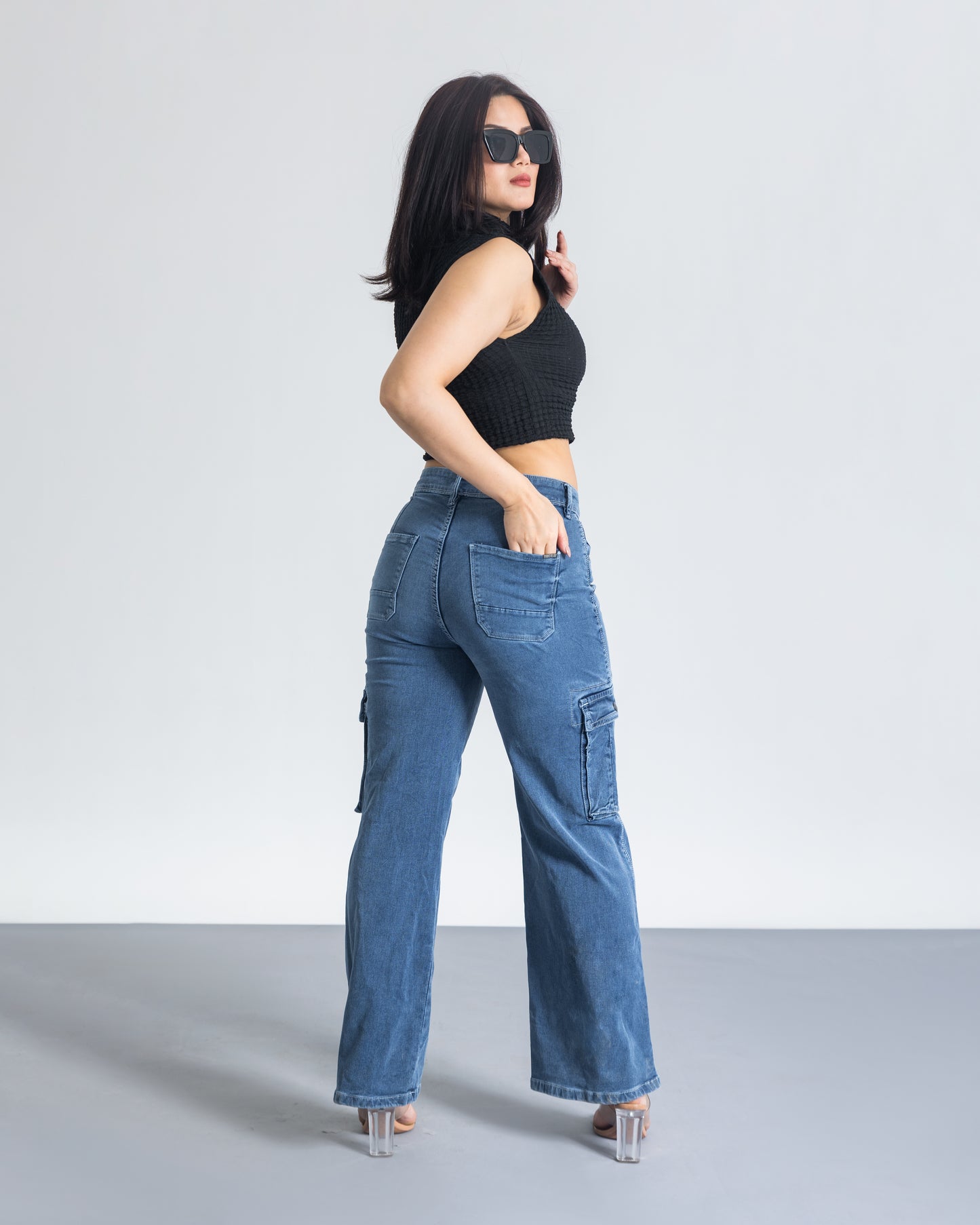 Blue Oversize Cargo Jeans