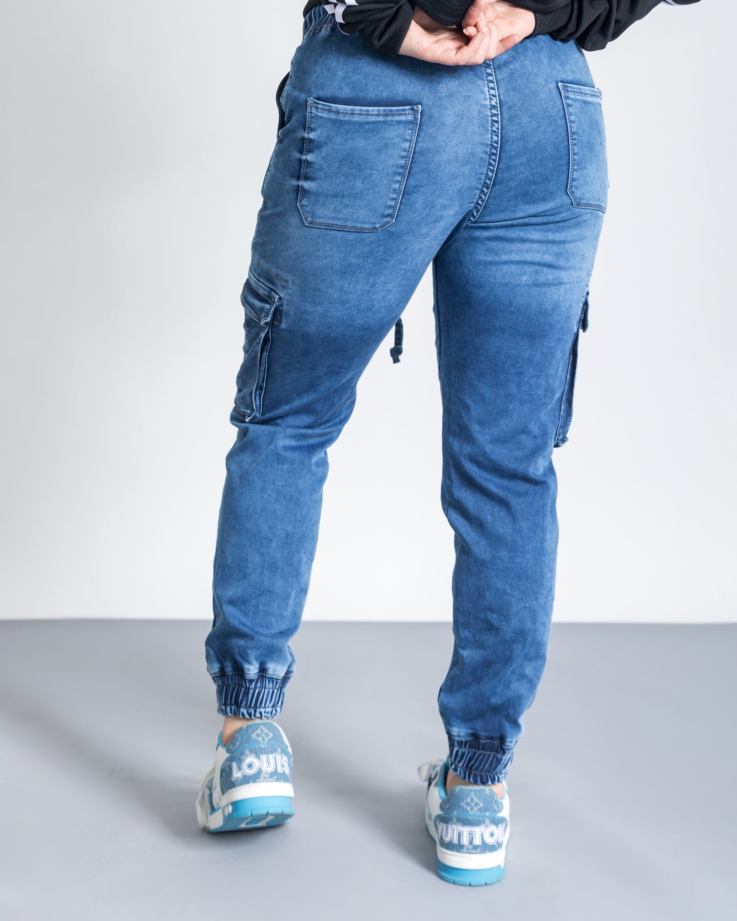 Light Blue Relaxed Fit Denim Cargo Joggers