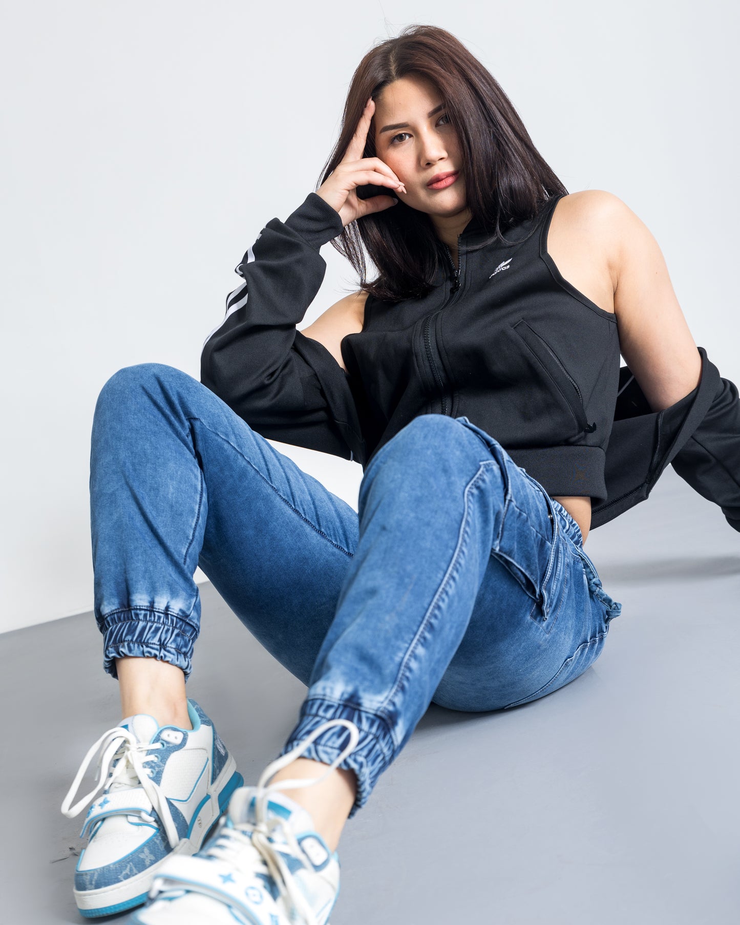 Light Blue Relaxed Fit Denim Cargo Joggers