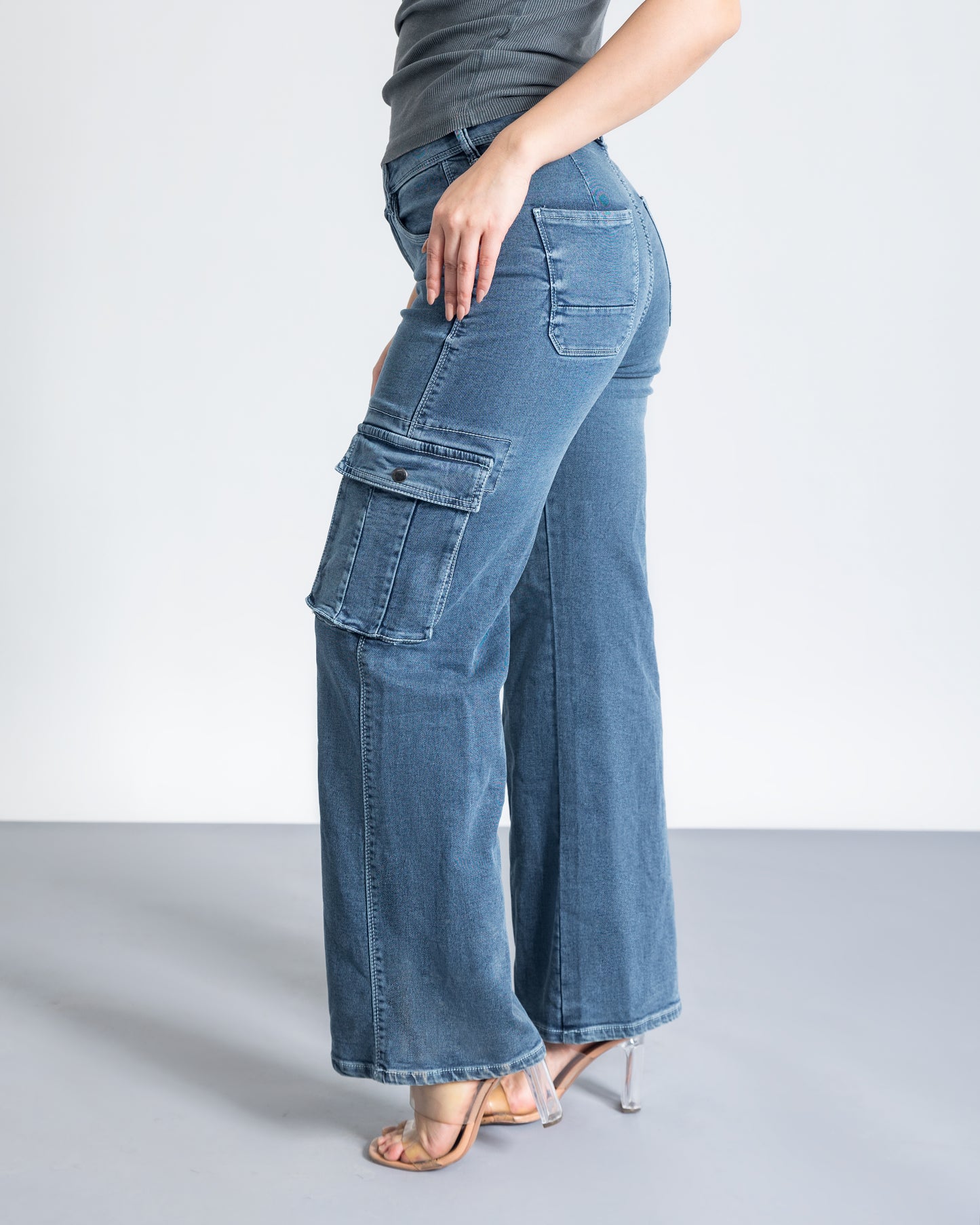 Blue Shade Oversize Cargo Jeans