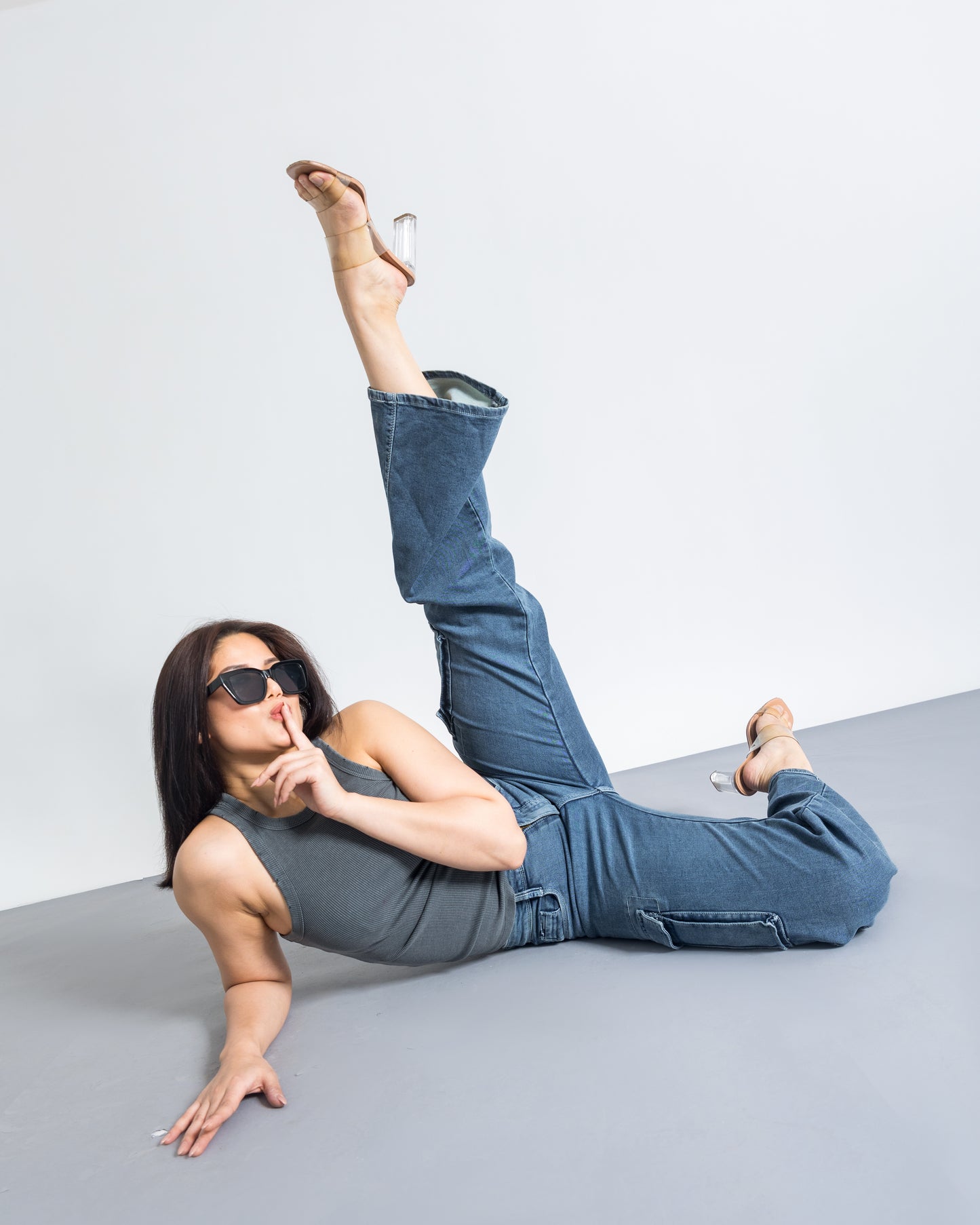 Blue Shade Oversize Cargo Jeans