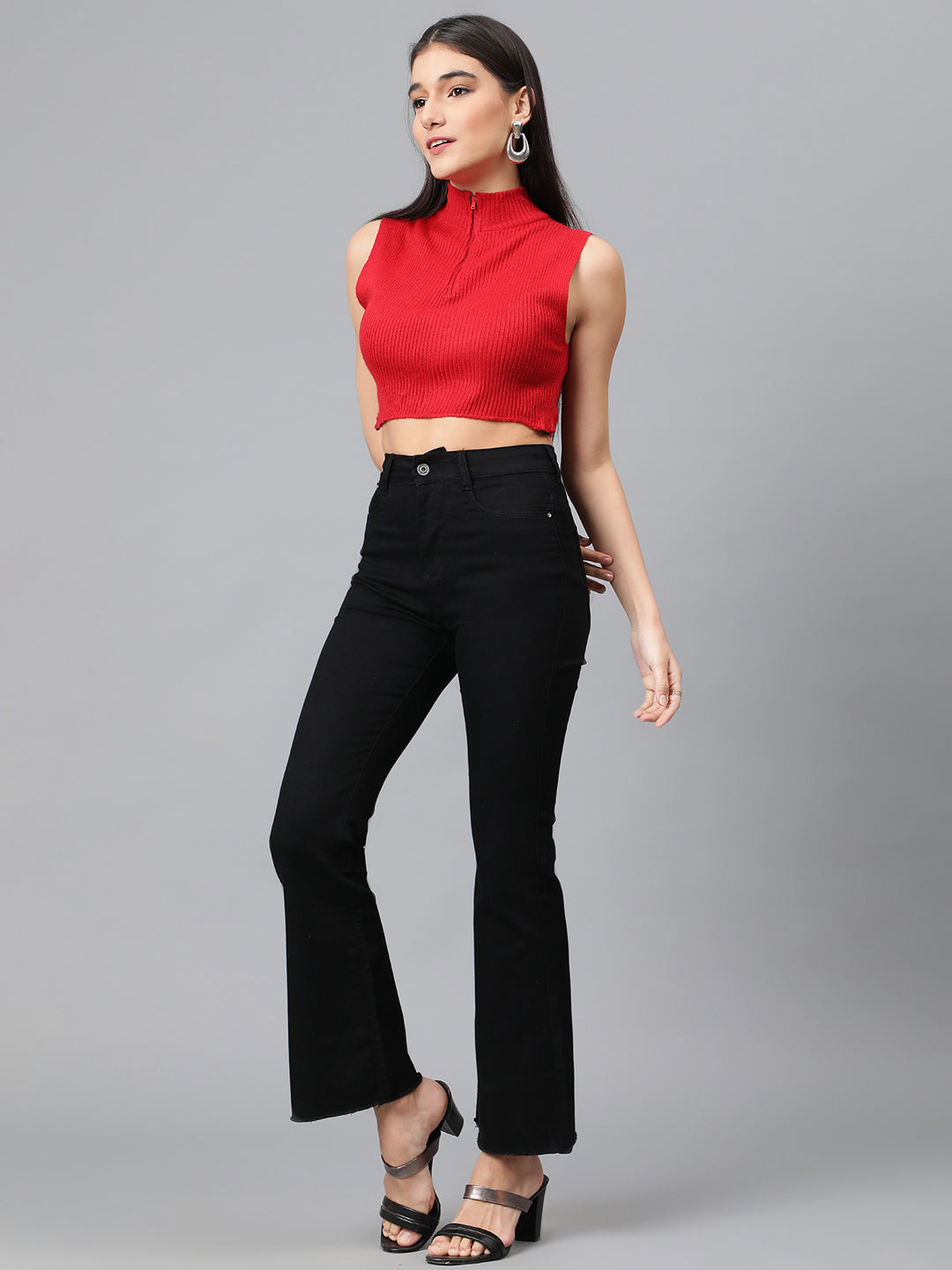 Black Flare Fit Strechable Jeans