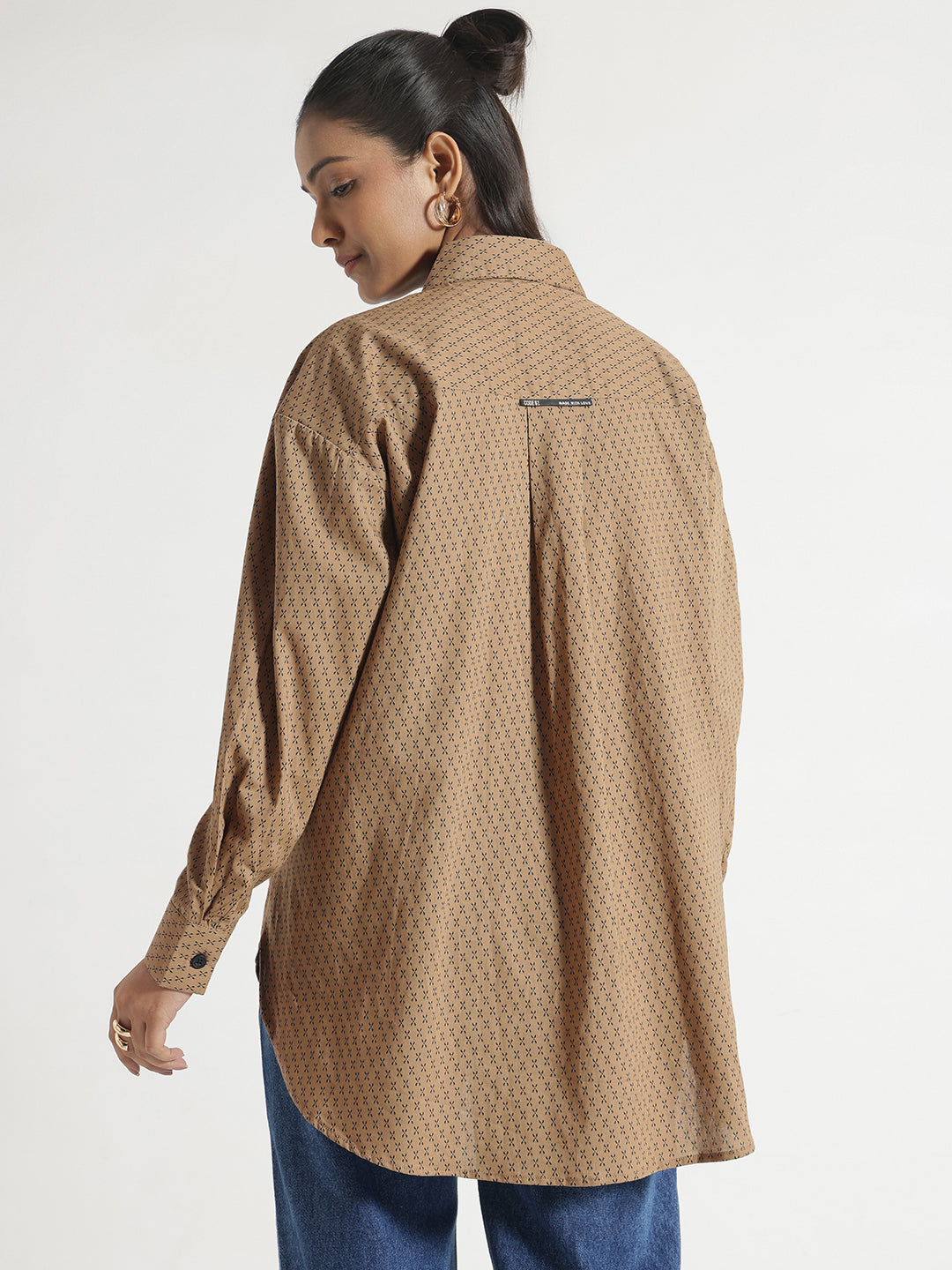 Brown printed Oversize Shirt