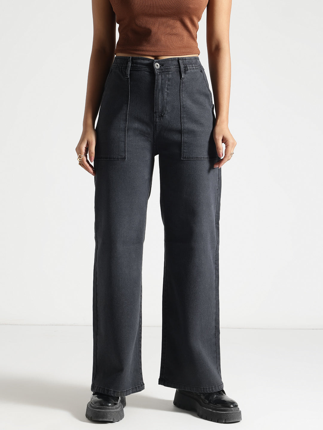 Charcoal wide Leg Fit Jeans