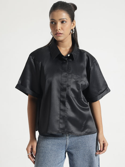 Black Satin Shirt