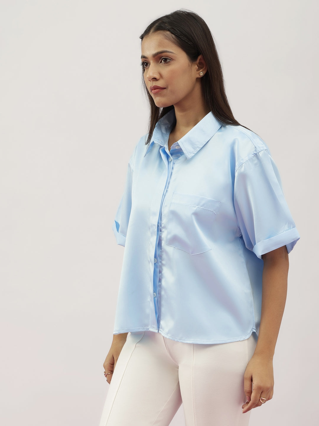 Powder Blue Satin Shirt