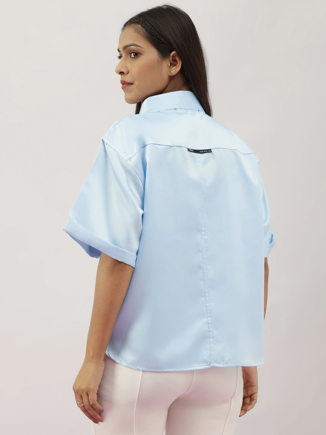 Powder Blue Satin Shirt