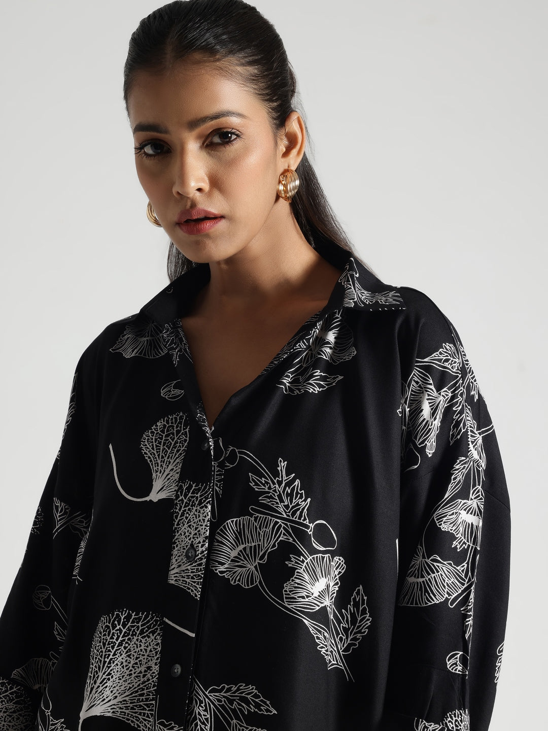 Black Abstract Print Shirt