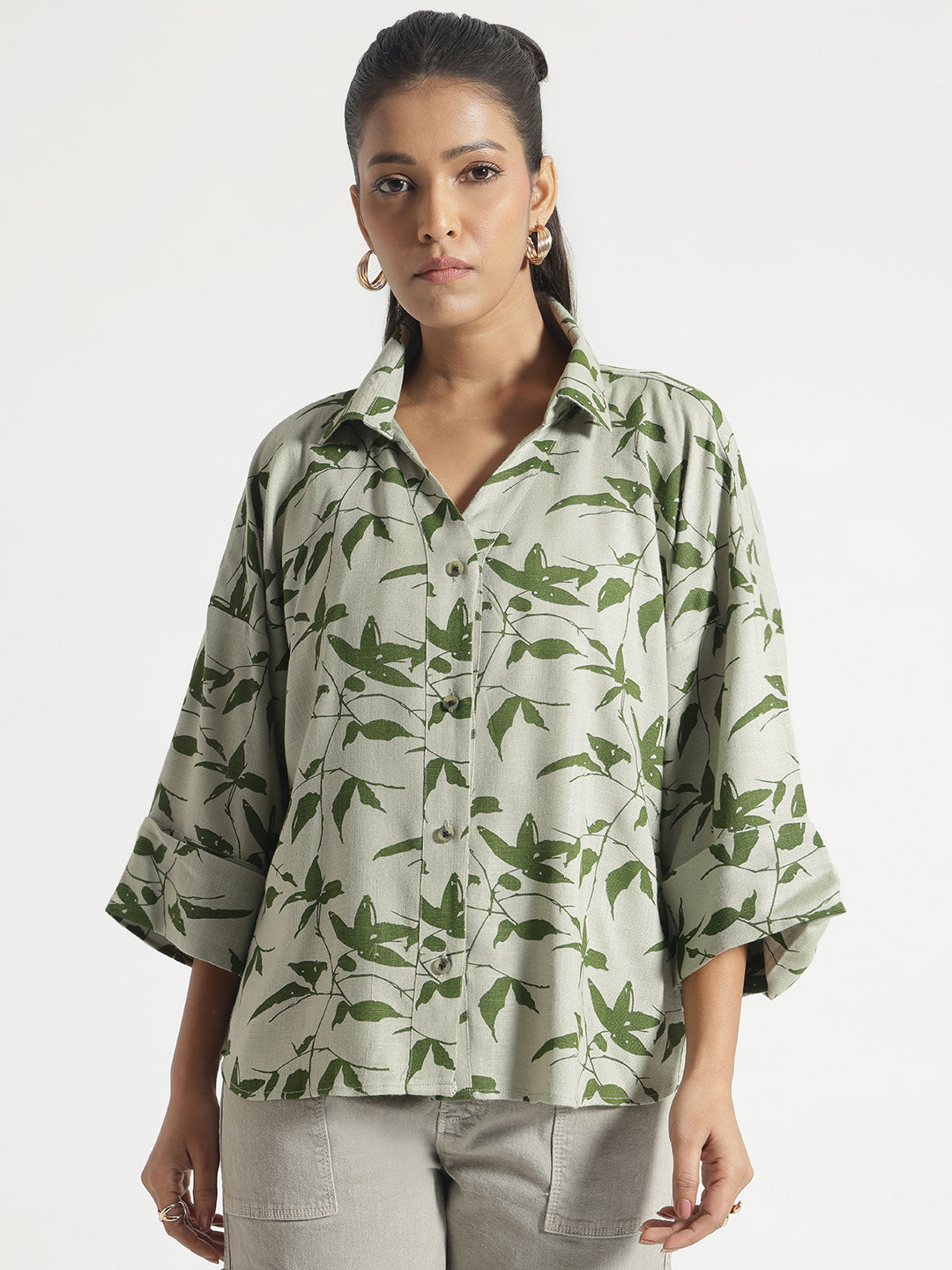 Green Printed Shirt