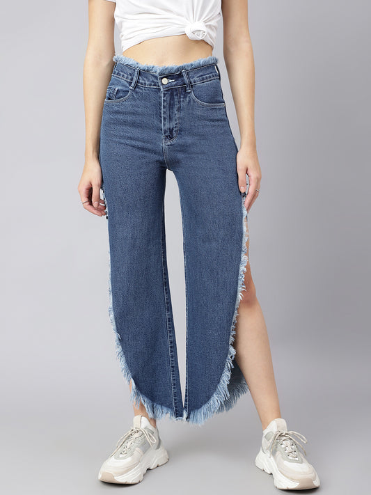 Side Slit Blue Denim