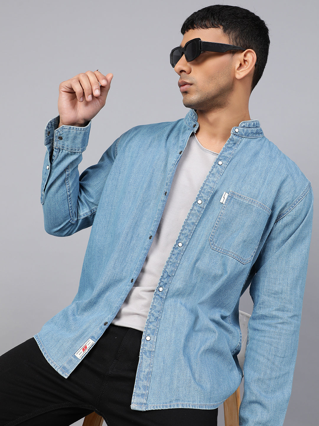 Light blue classic denim shirt