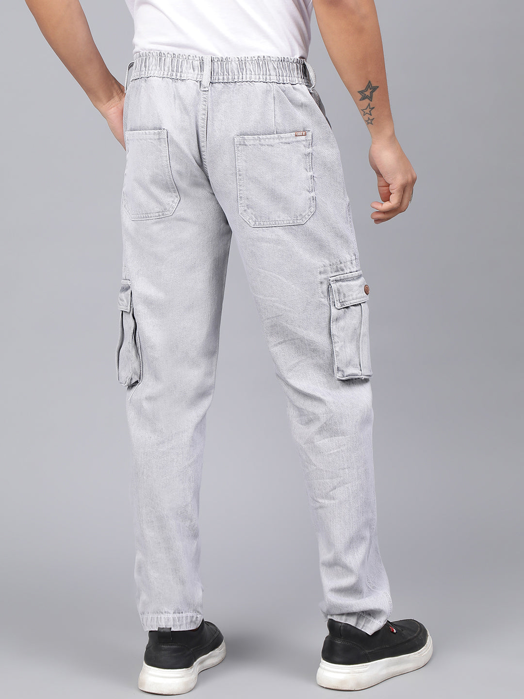 Elasticated Light Grey Cargo Joggers