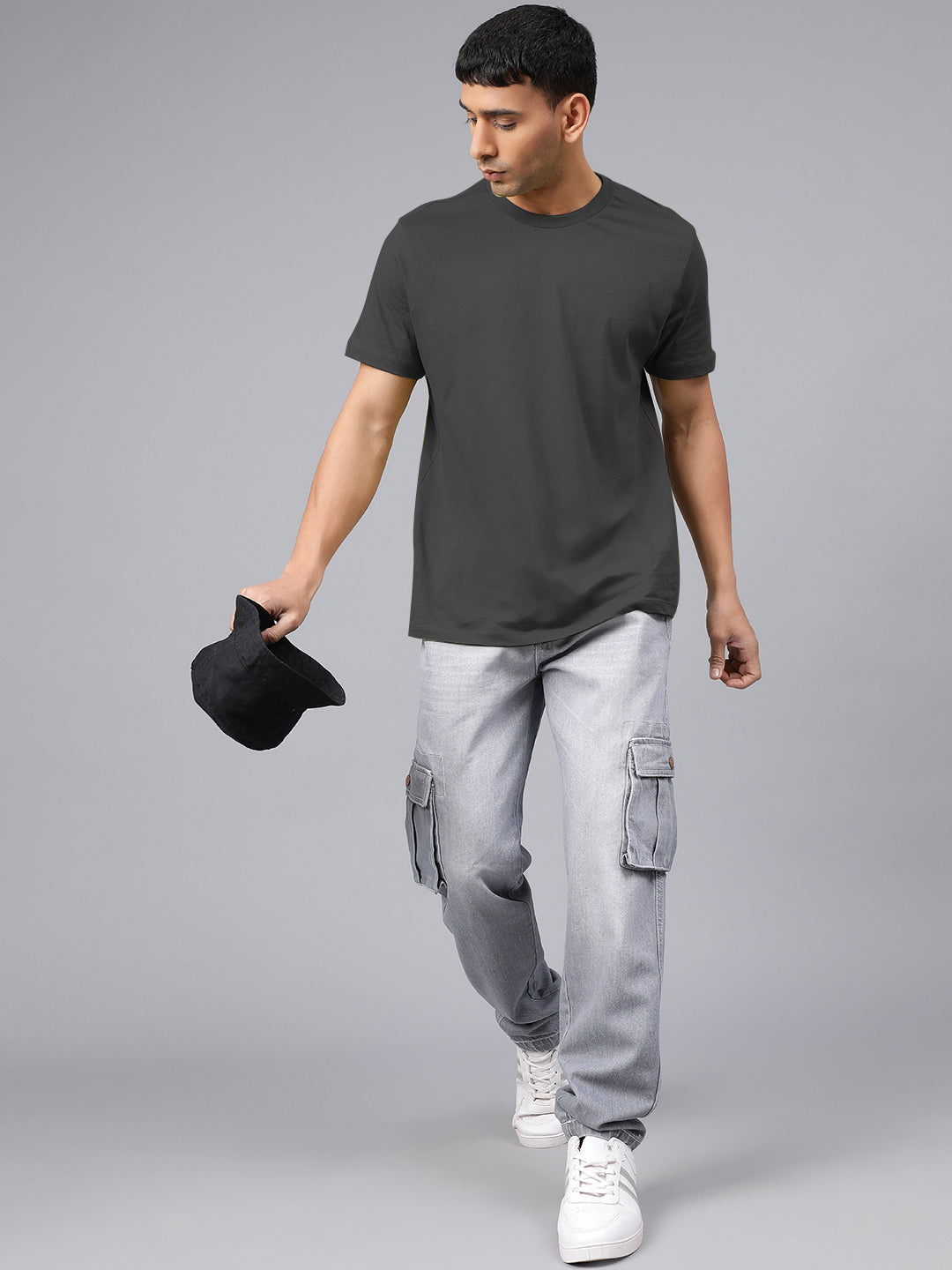 Elasticated Grey Cargo Joggers