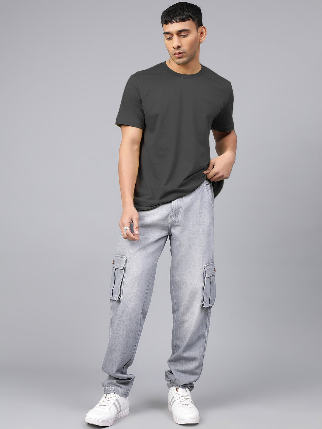 Elasticated Grey Cargo Joggers