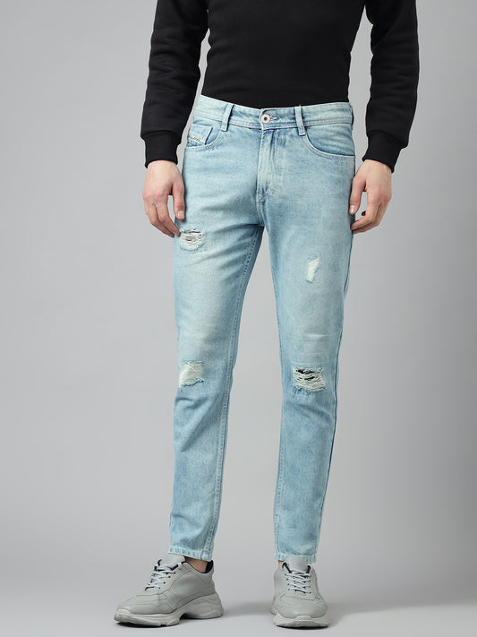 Tinted Blue Tattered Skinny Jeans