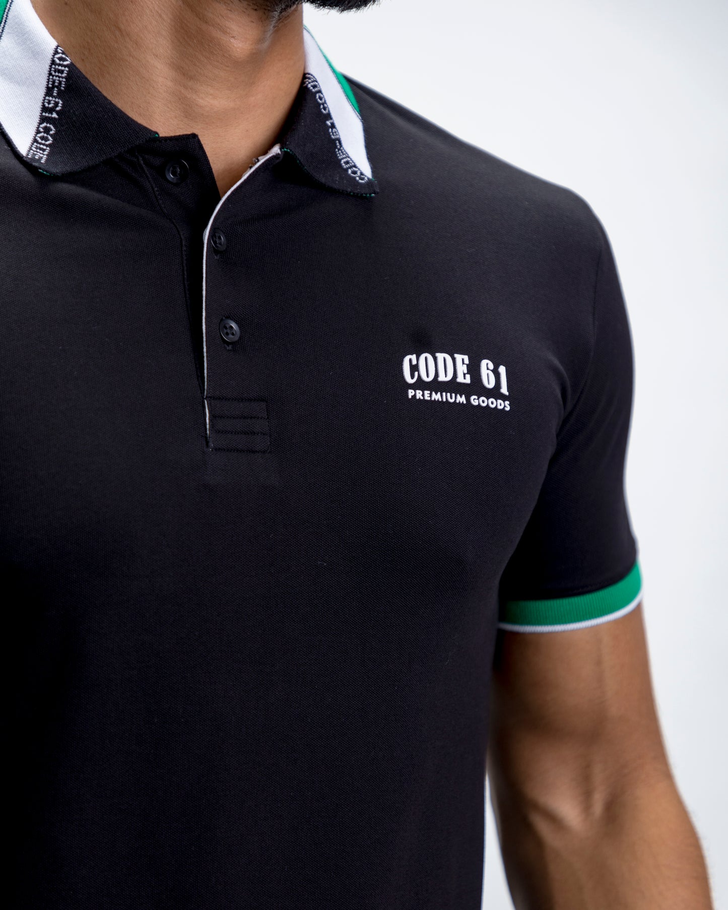 Black with contrast collar polo t-shirt