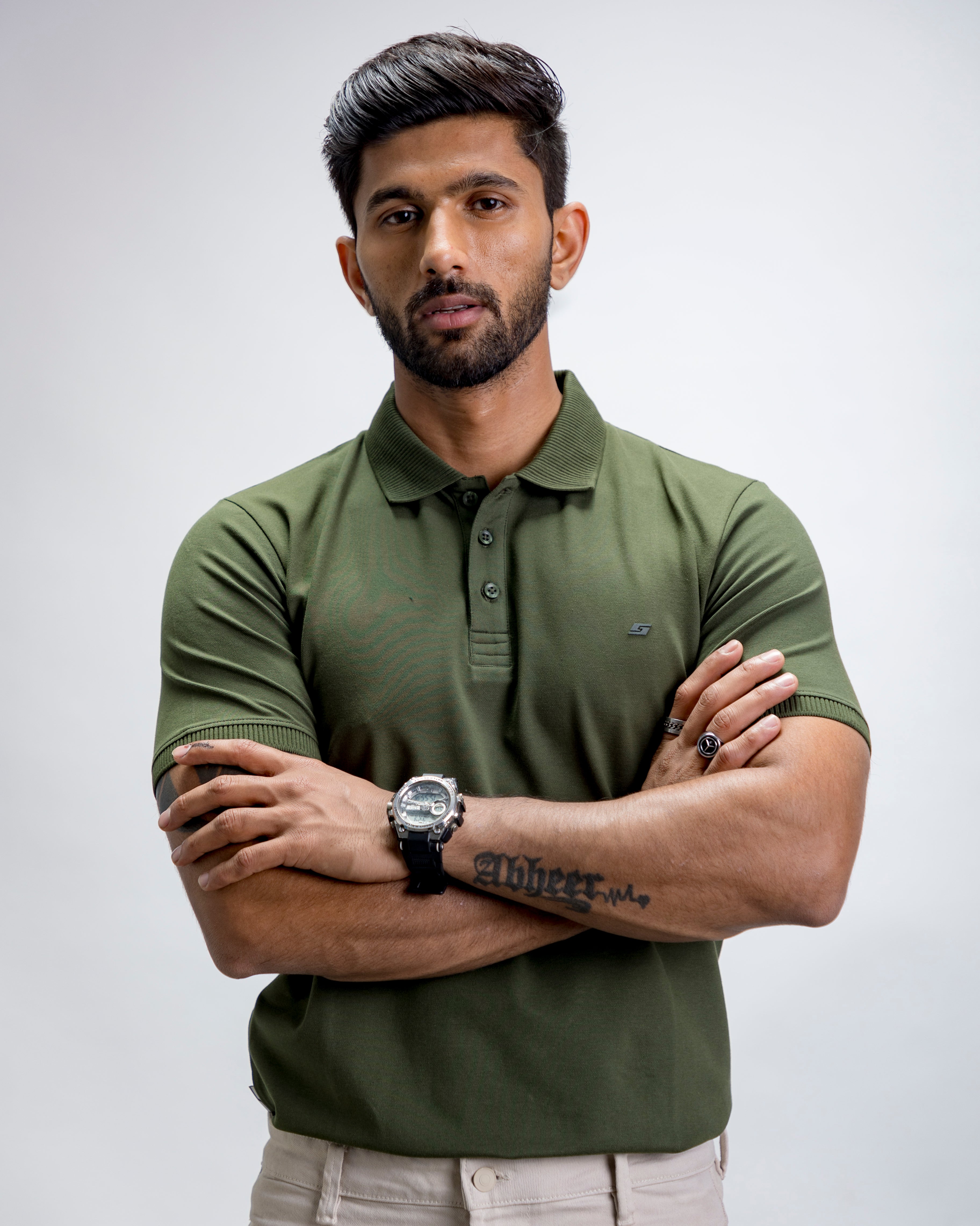 Army green polo t shirt hotsell