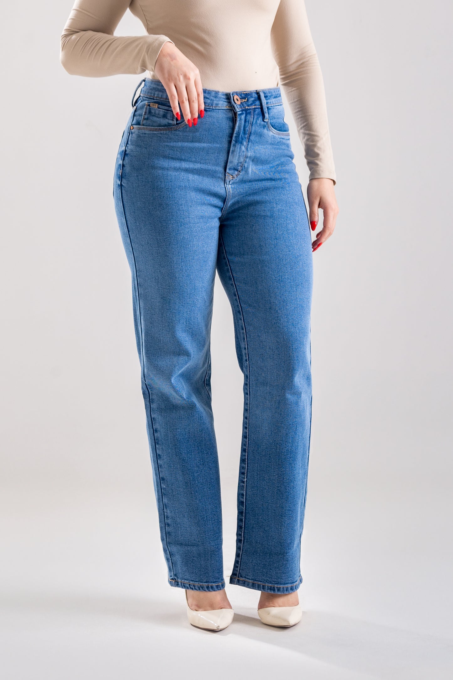 Shaded Blue Loose-Fit Wide-Leg Jeans