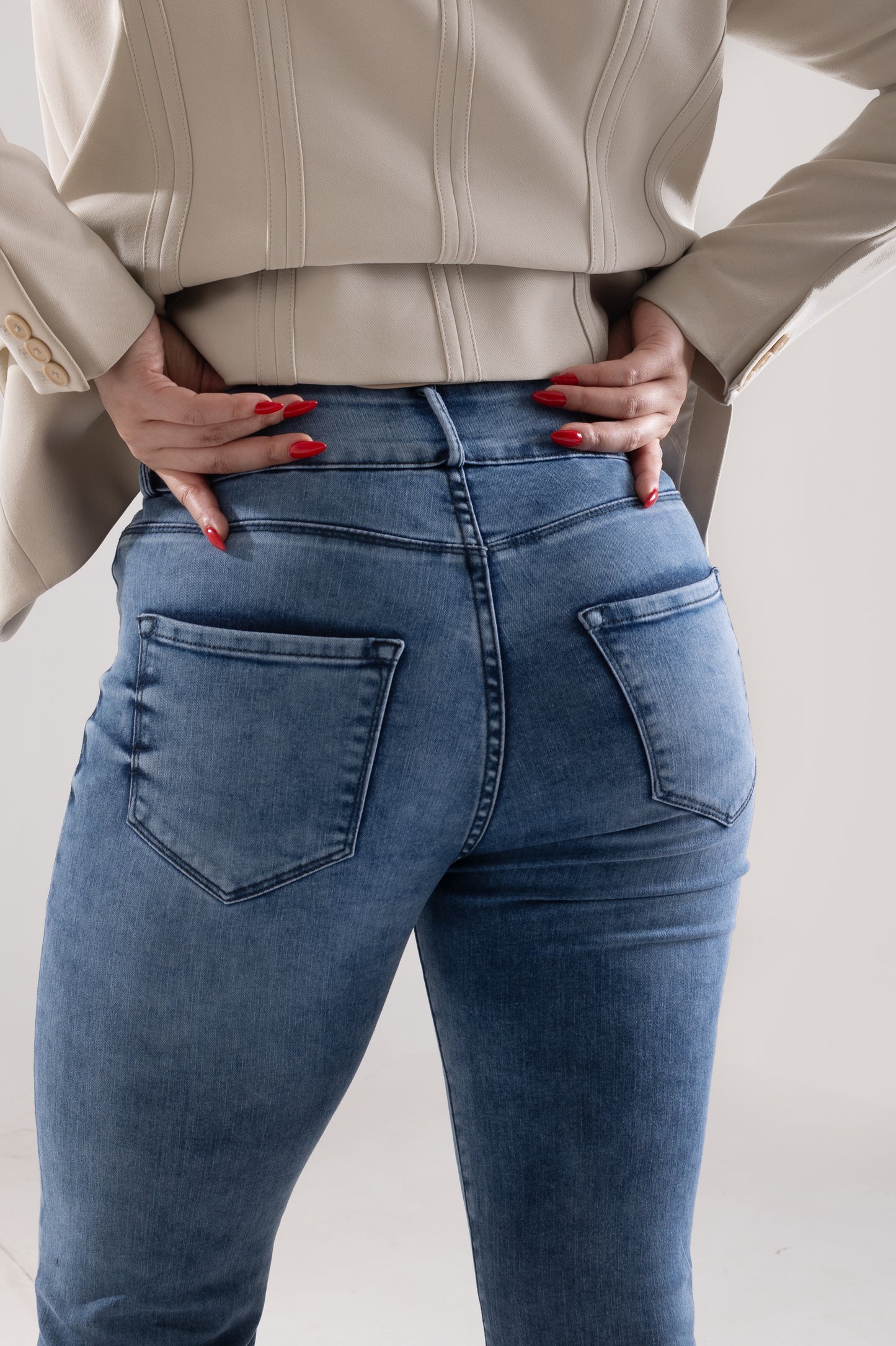 Blue High-Waist Flared Bottom Jeans