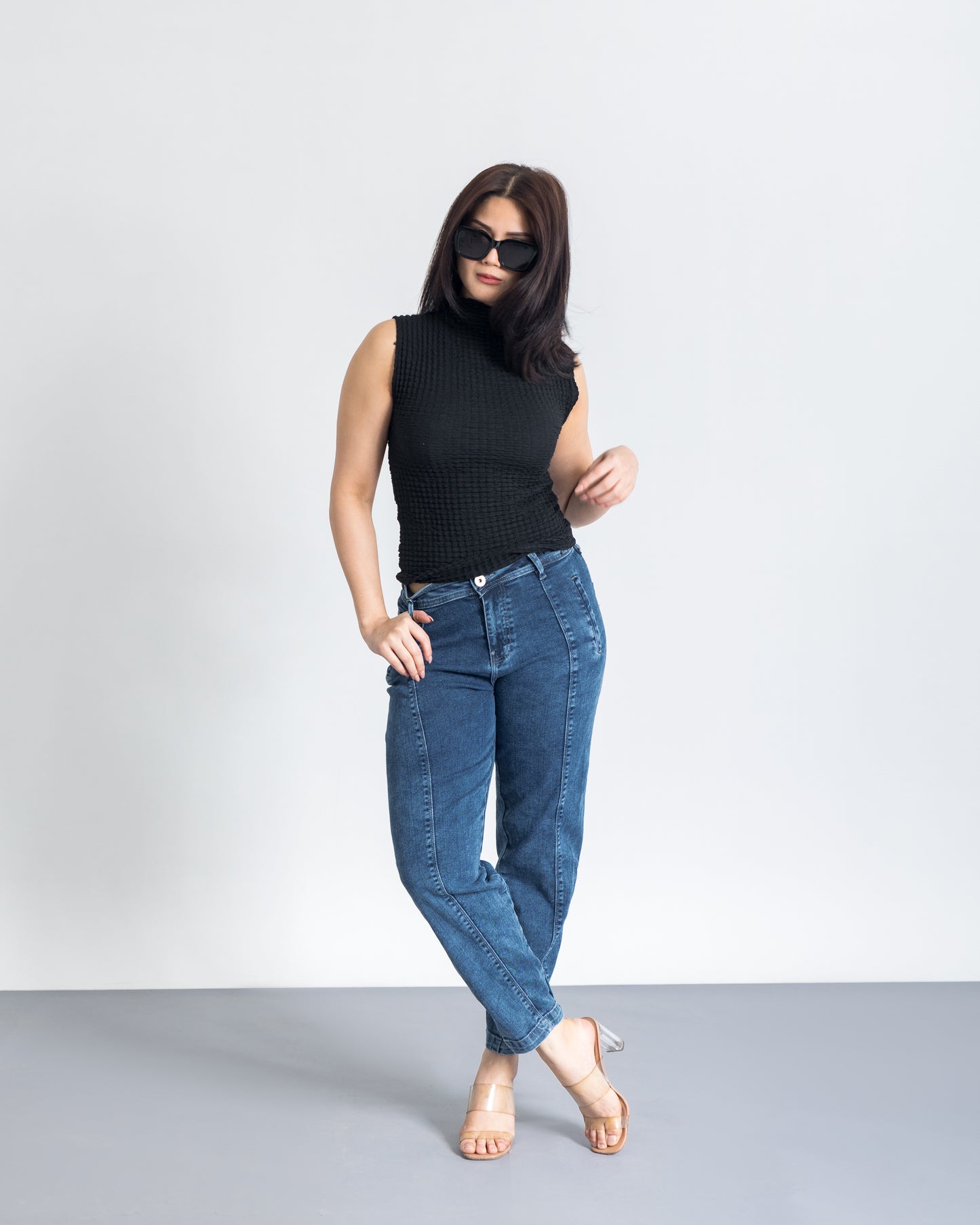 Dark Blue Carrot Fit Slouchy Jeans