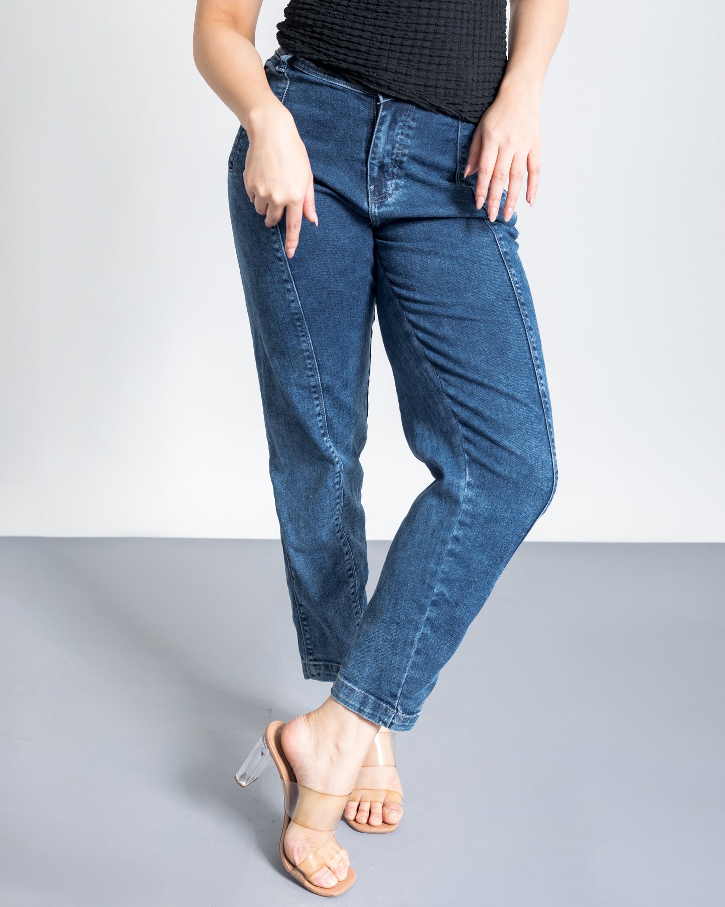 Dark Blue Carrot Fit Slouchy Jeans