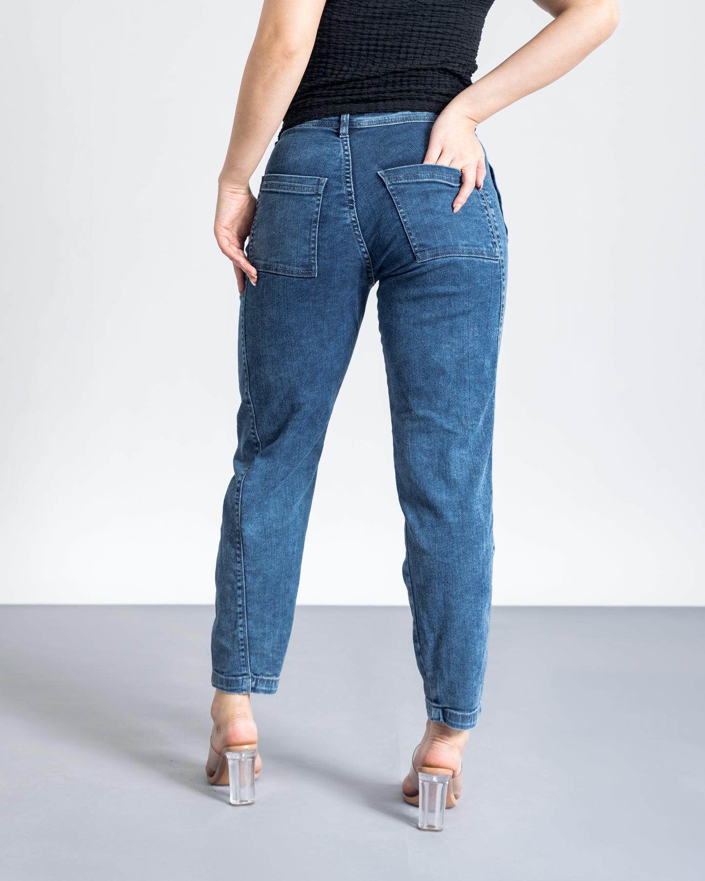 Dark Blue Carrot Fit Slouchy Jeans