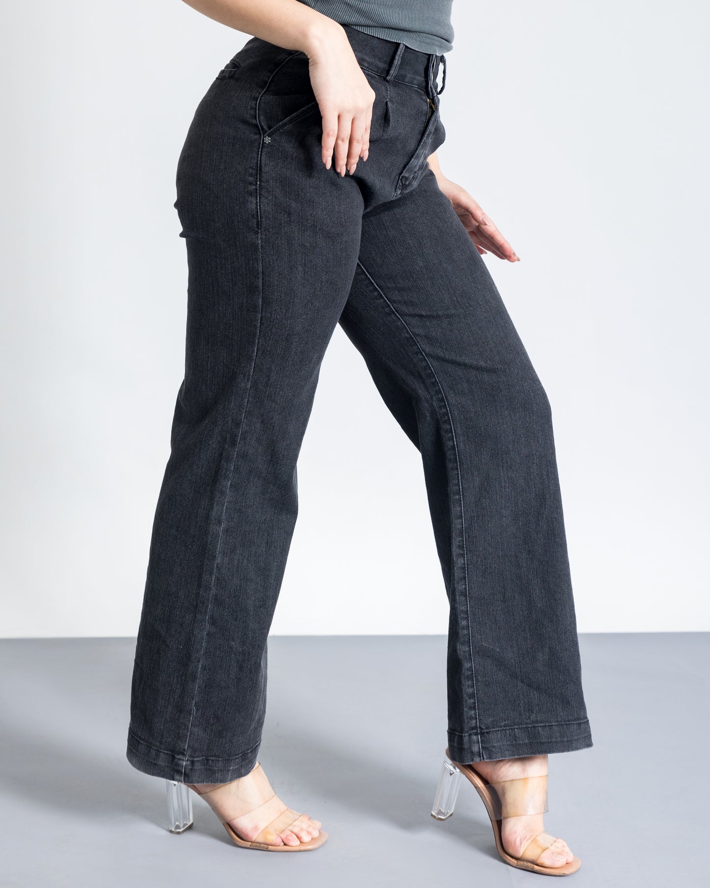 Blue Pintuck Detailed Relaxed Fit Jeans