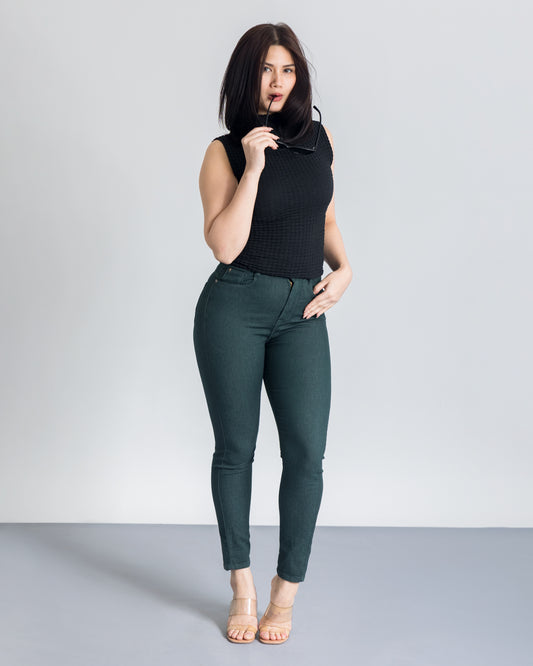 Dark Green Cotton Breathable Summer Jeans